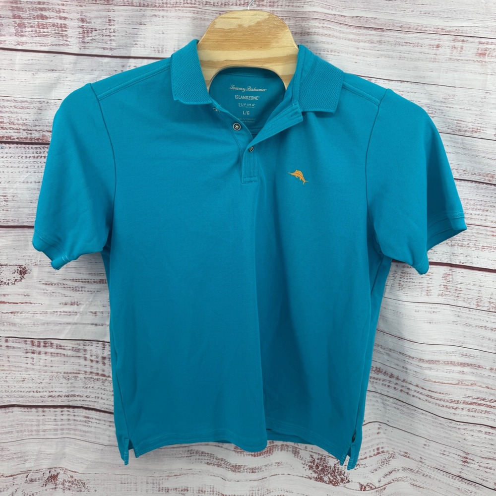 Tommy Bahama Polo Shirt Mens Large IslandZone Supima Cotton Casual Preppy‎